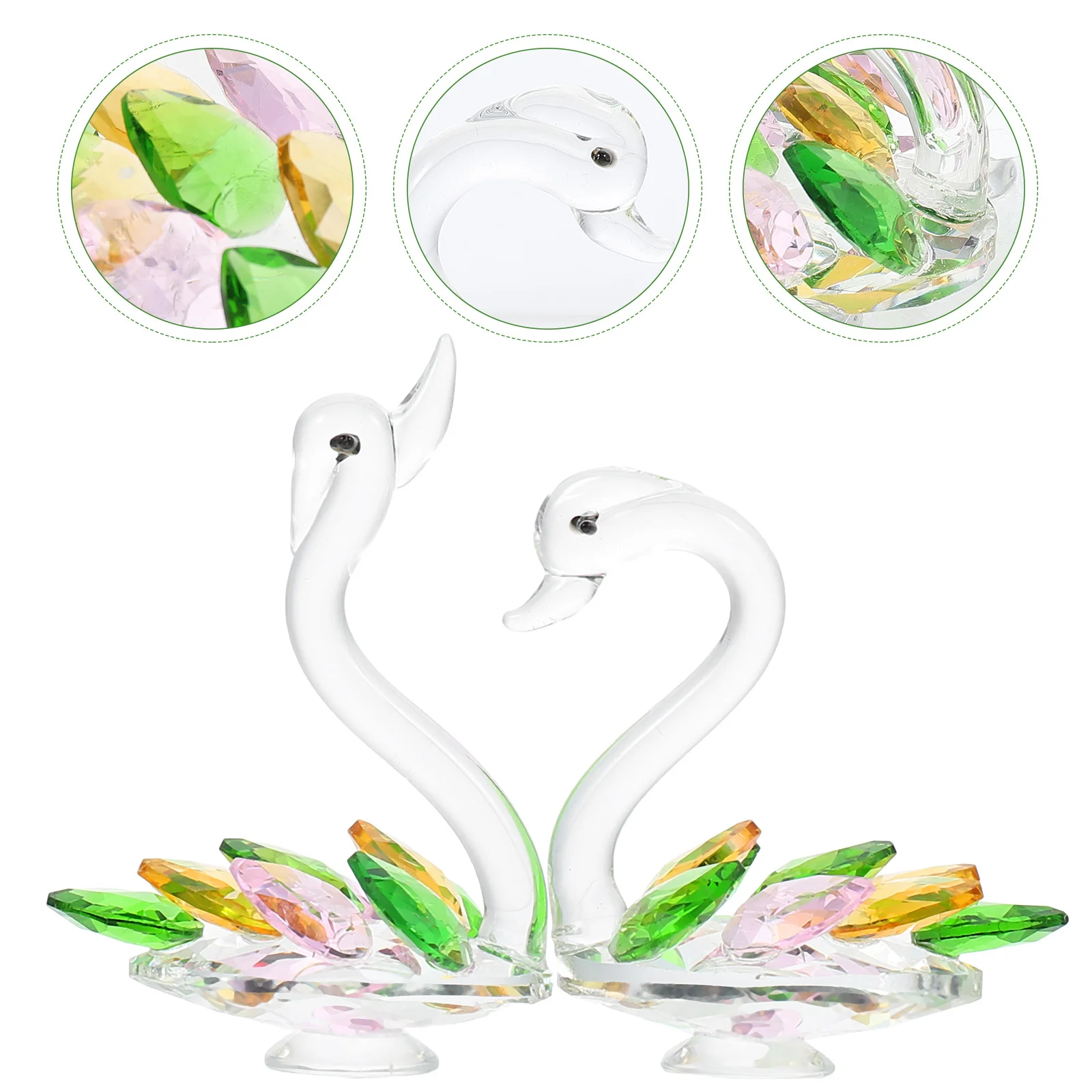 

2Pcs Crystal Swan Statue Creative Swan Ornament Desktop Home Decoration Car Interior Accessory Crystal Craft Decor