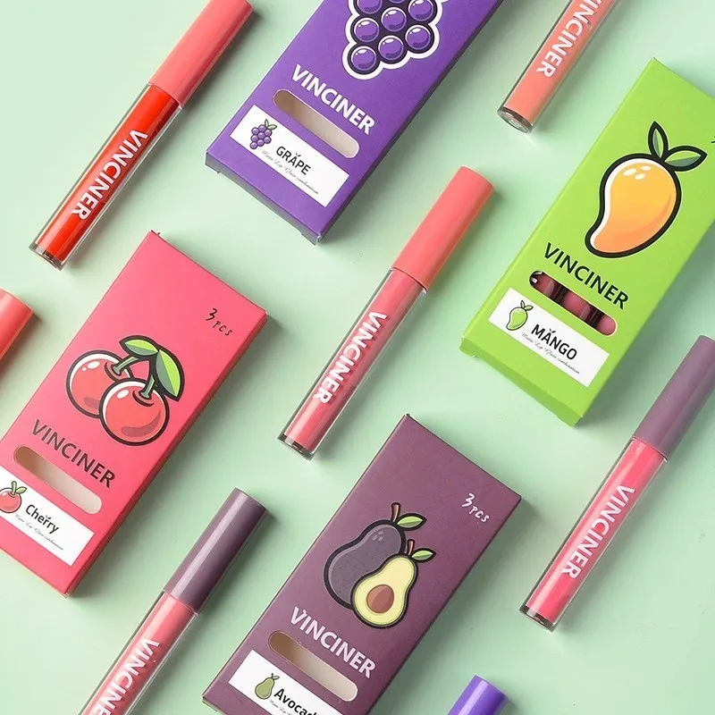 3 Frucht-Lippenglasur-Set + 2 Ingwer, Minzpflanzen-Lippenvergrößerungsflüssigkeit, matt, matt, antihaftbeschichtet, flüssiger Lippenstift