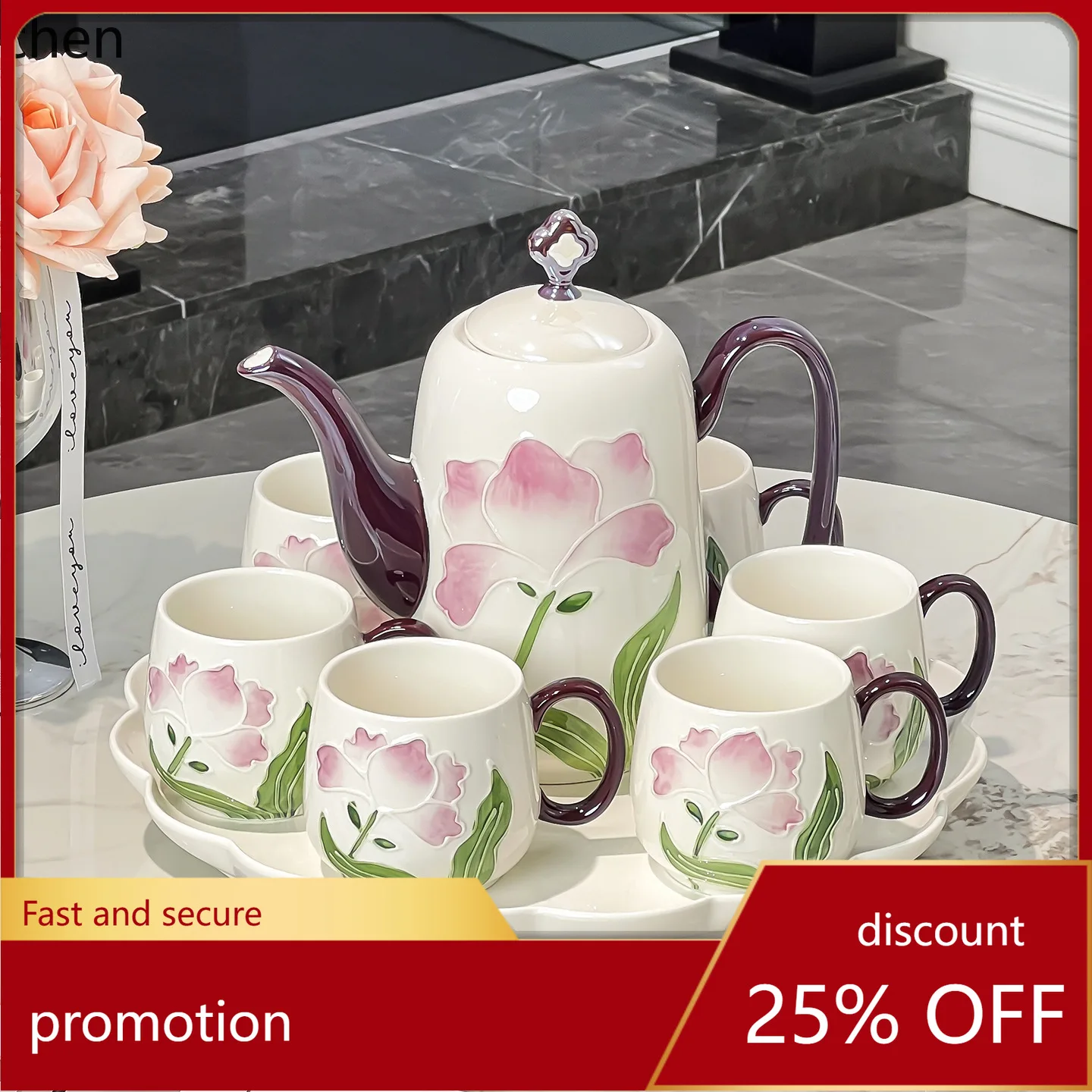 

Zml ceramic tea set - home use, includes teapot and cups, perfect housewarming gift for seniors