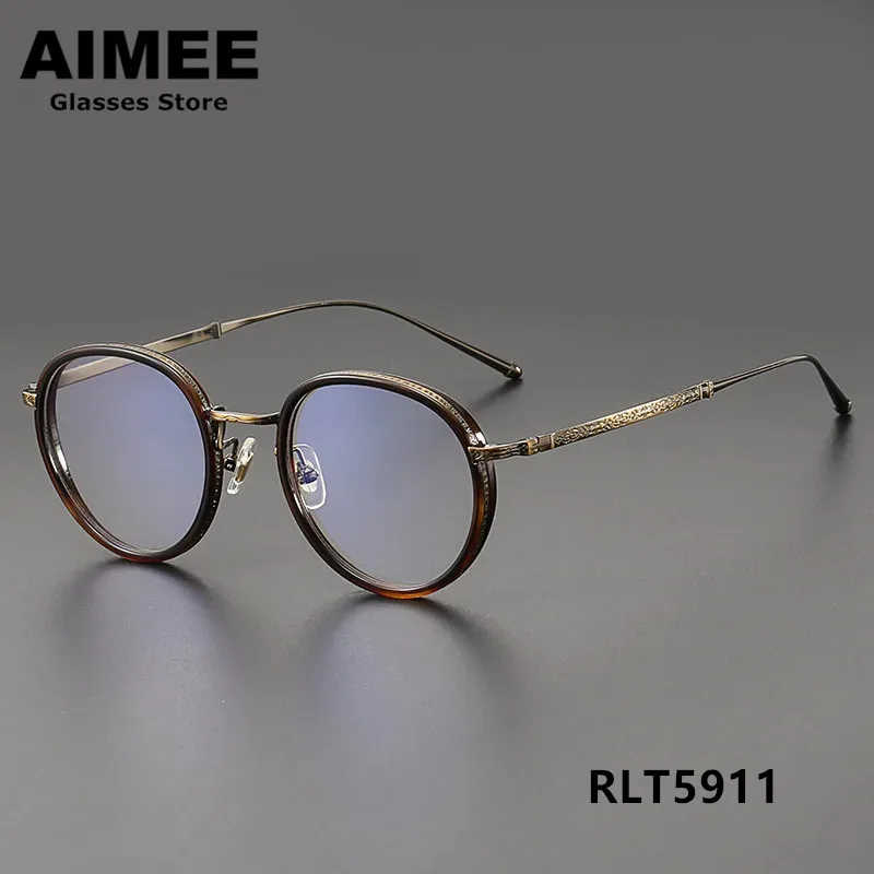 

Japanese Titanium Acetate Eyeglasses Frame Men Retro Round Glasses Optical Eyewear Women Carving Craft Spectacle Frames Gafas