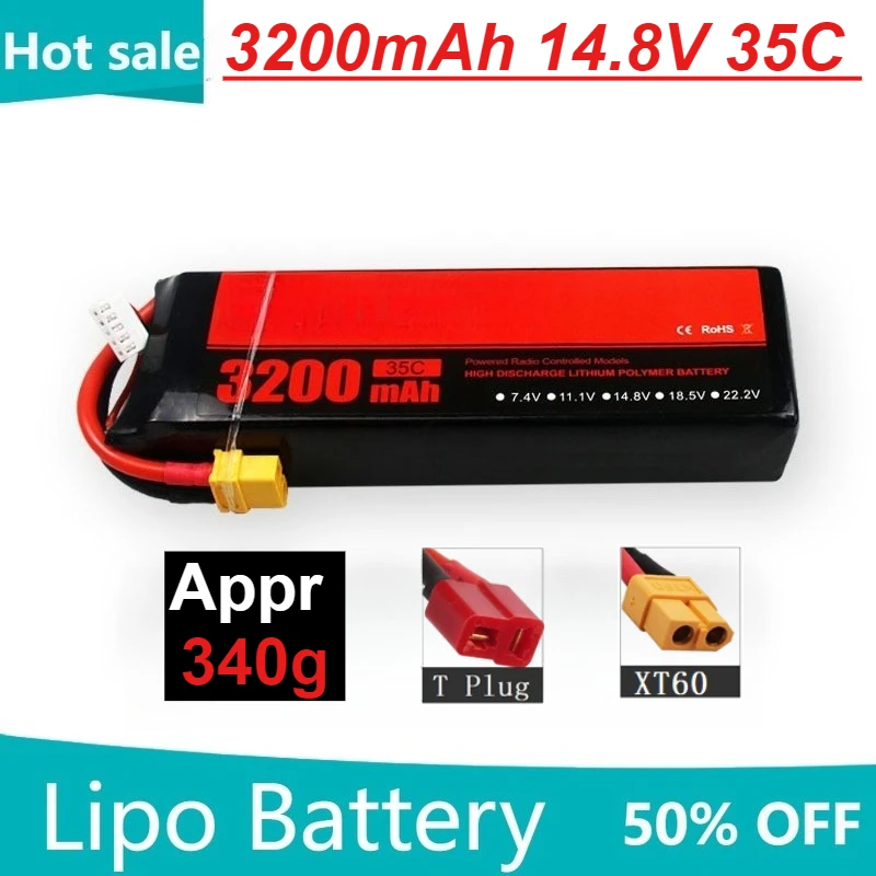 

High-Performance 3200mAh 4S 14.8V 35C Lipo Battery XT60/T Plug for RC Buggy Truggy Vehicle Car Truck Tank Racing Hobby
