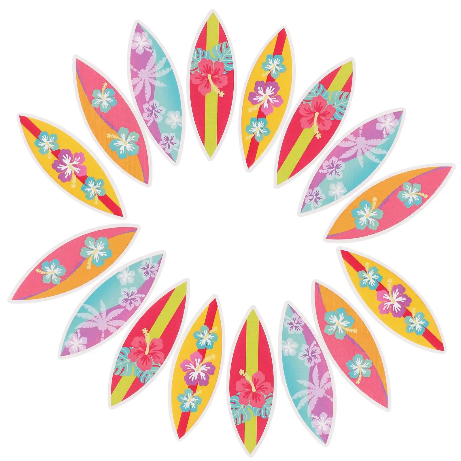 16 Uds. De adornos para magdalenas con inserción de pastel, decoraciones para fiestas en la playa de verano, selecciones de tabla de surf, accesorios ligeros para postres Luau