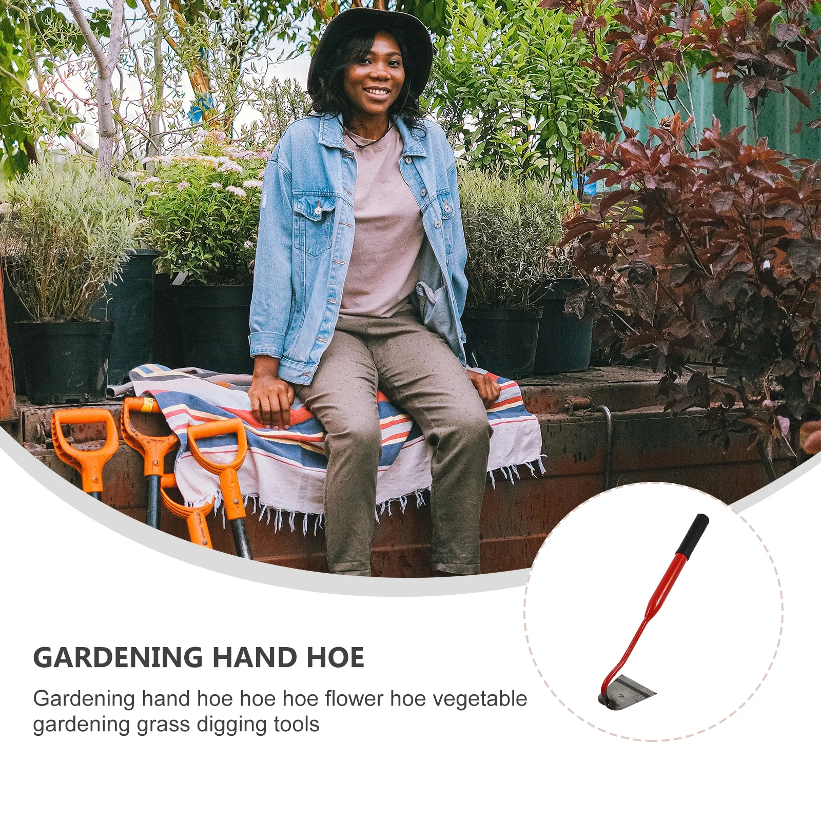 

2Pcs Small H Hoe Garden Tools Stainless Steel Red Durable Plowing Tools for Digging Weeding Planting Shovels Spades