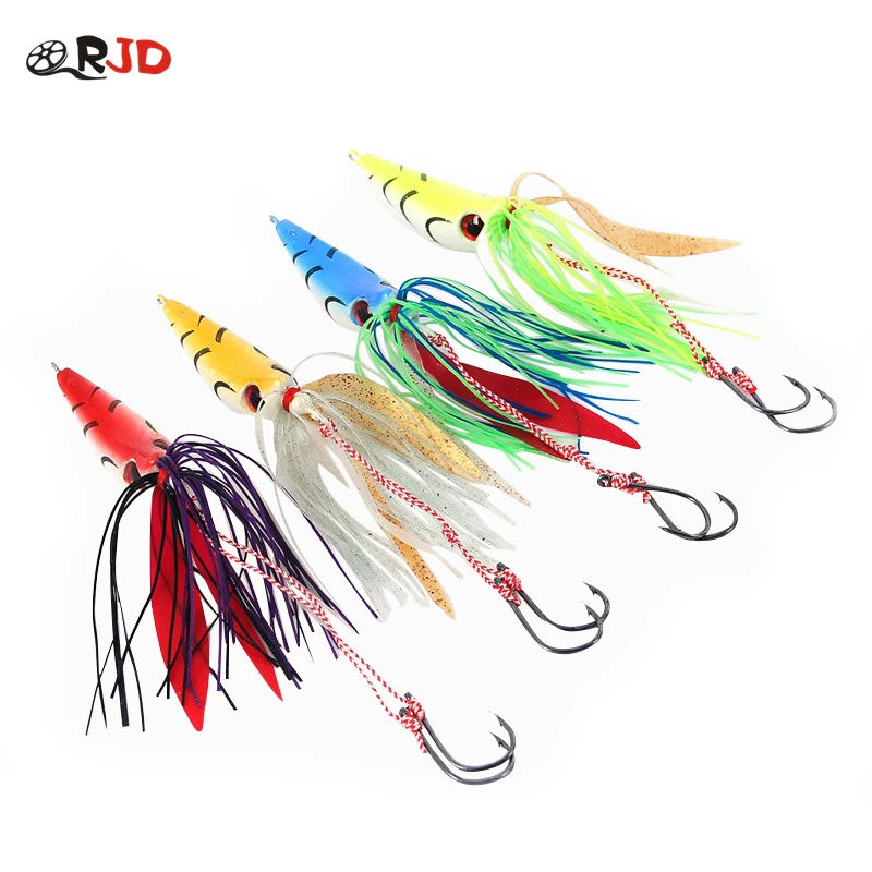 

ORJD Metal Slow Jig Head Lure With Silicon Skirts 60g 80g Sea Saltwater Fishing Wire Baits Micro Rubber Jig Snapper Grouper Lure