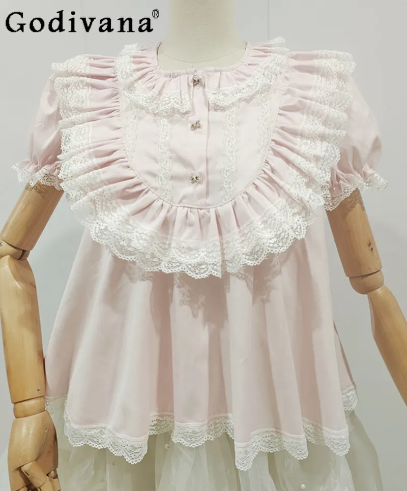 

Japanese Original Lolita Doll Collar Lace Lace Dress Doll Feeling Long Sleeve Shirt Sweet Cute Fashion Versatile Suit