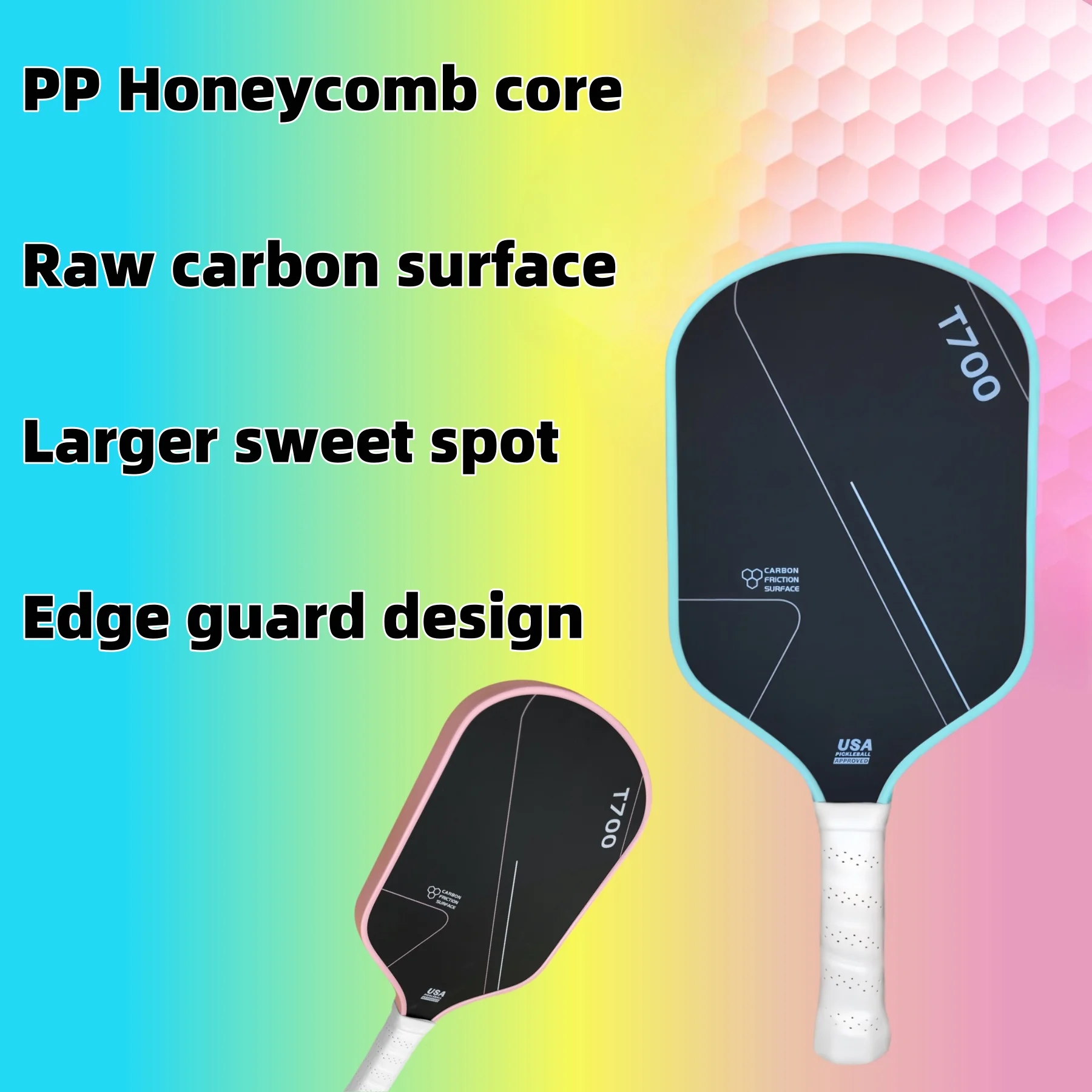 New Arrival T700 Carbon Fiber Pickleball Paddle for Adults 16mm Raw Carbon Surface PP Honeycomb Core High Quality Children - Image 5