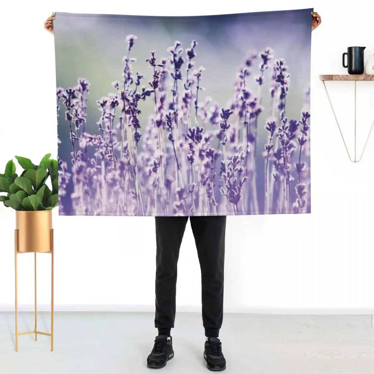 Purple summer field, lavender Throw Blanket Luxurious Soft Fuzzy Blanket for Sofa Bed