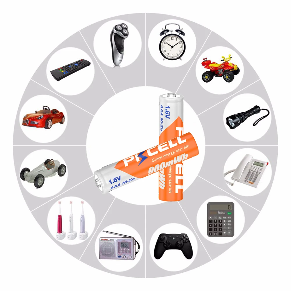 PKCELL 8 قطعة AA 2500MWH بطاريات + 8 قطعة ni-ZN AAA بطارية 900MWH 1.6 فولت NIZN AAA/AA بطاريات قابلة للشحن و 4 قطعة حامل صندوق البطارية