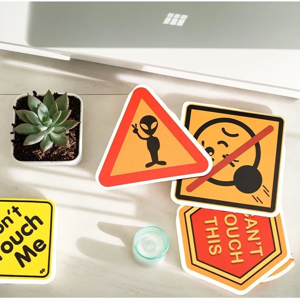 ​ ​ 50 Stück Cartoon-Warnaufkleber – Danger Banning-Aufkleber für Skateboard, Gitarre, Laptop und Motorrad ​ ​