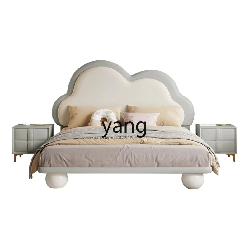 

LMM Cloud Children's Bed Girl Princess Bed Solid Wood Leather Modern Minimalist a Bed with Cartoon Figures