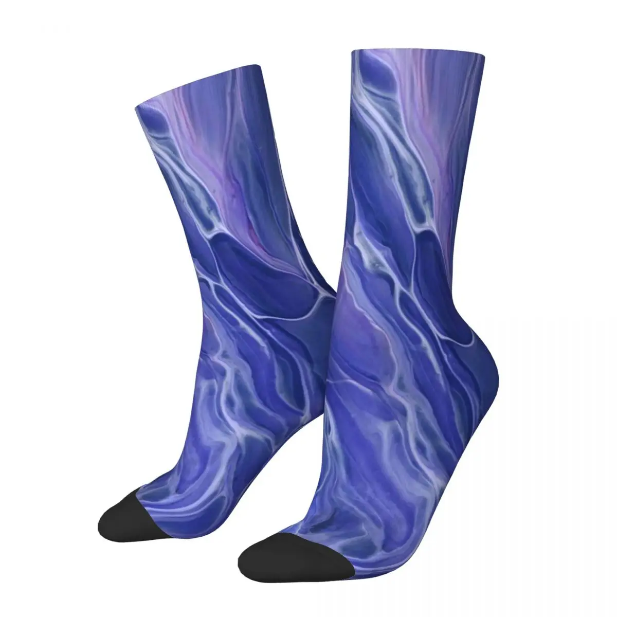 Lavender Blue Marble Stockings Fantasy Violet Abstraction Casual Socks Autumn Non Slip Socks Unisex Outdoor Comfortable Socks