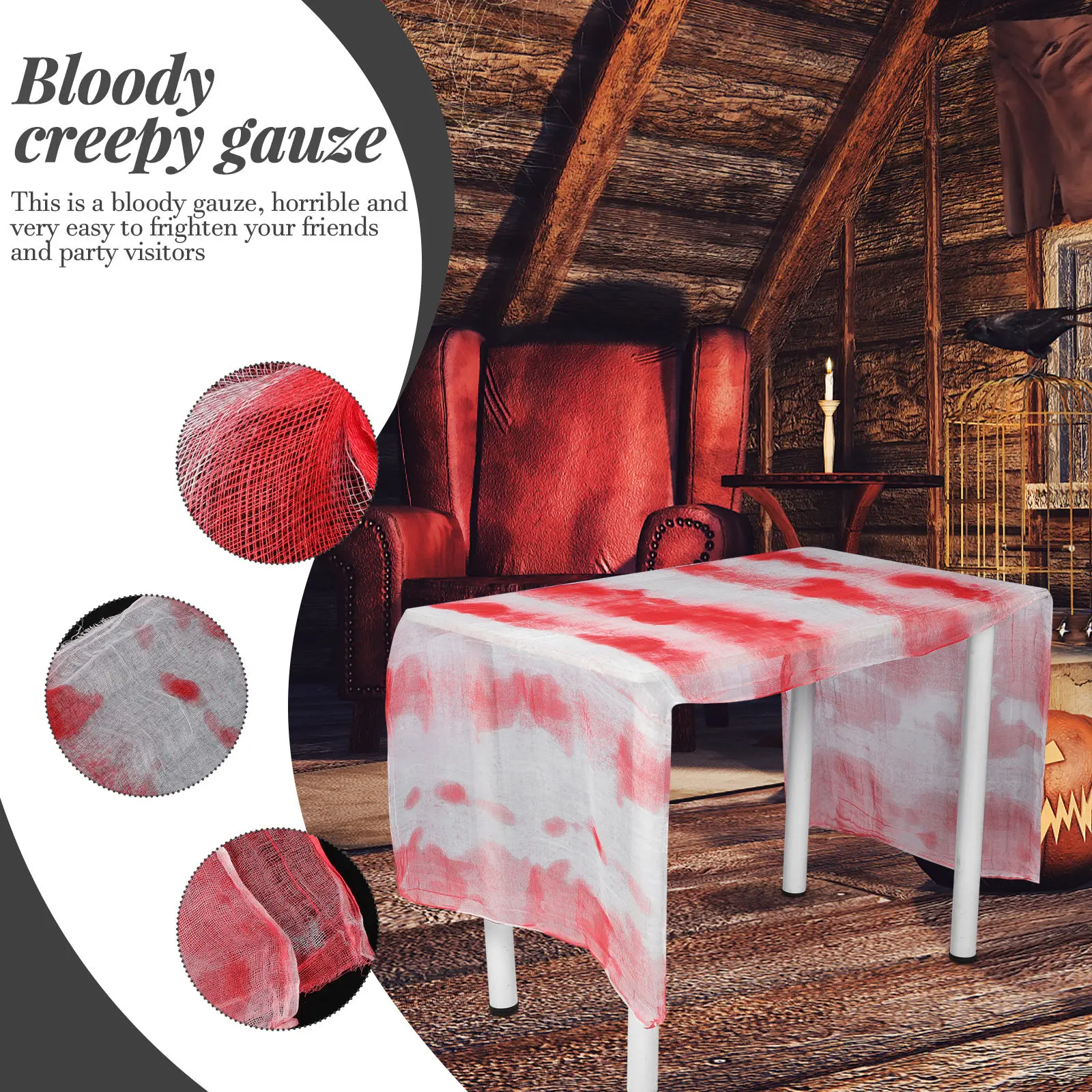 

Ужасающий марлевый декор для Хэллоуина - реквизит для вечеринок в помещении и на улице, жуткое украшение для стола и дверного проема с эффектом призрака