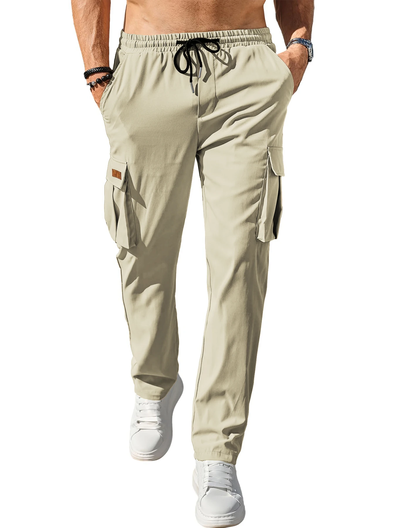 Men's side function multi-pocket overalls adjustable drawstring daily casual trousers spring and autumn new overalls