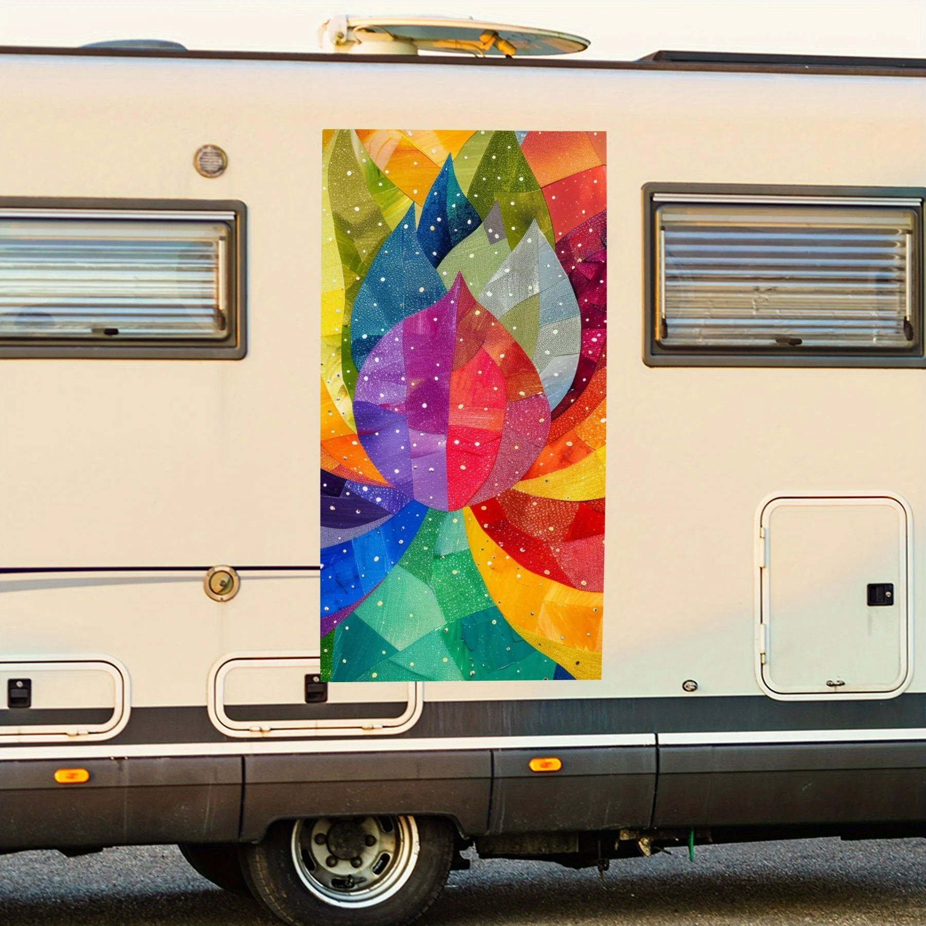 

Красочный лотос, наклейка на дверь автомобиля для дома на колесах, ПВХ, самоводонепроницаемая палочка, яркие автомобильные внешние аксессуары, декор, защита подарка