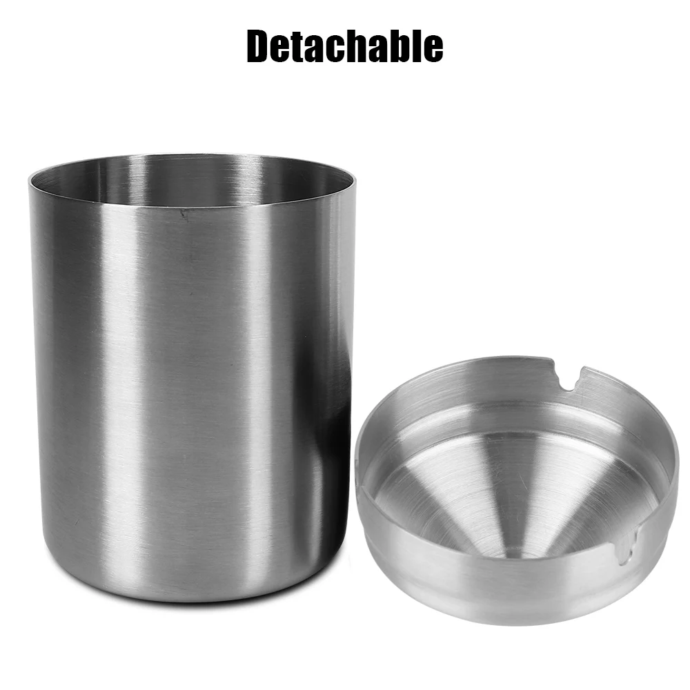 Creative With Lid Windproof Car Ashtray Detachable Smoke Tobacco Ash Holder Container Stainless Steel Ashtray