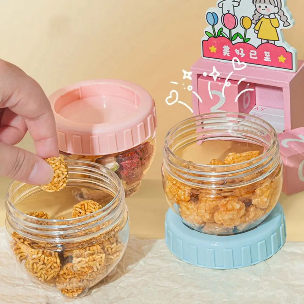 Portable Plastic Small Snack Storage Jar Airtight Sealed Food Storage Cans Stackable with Lid Dry Food Canister Tea