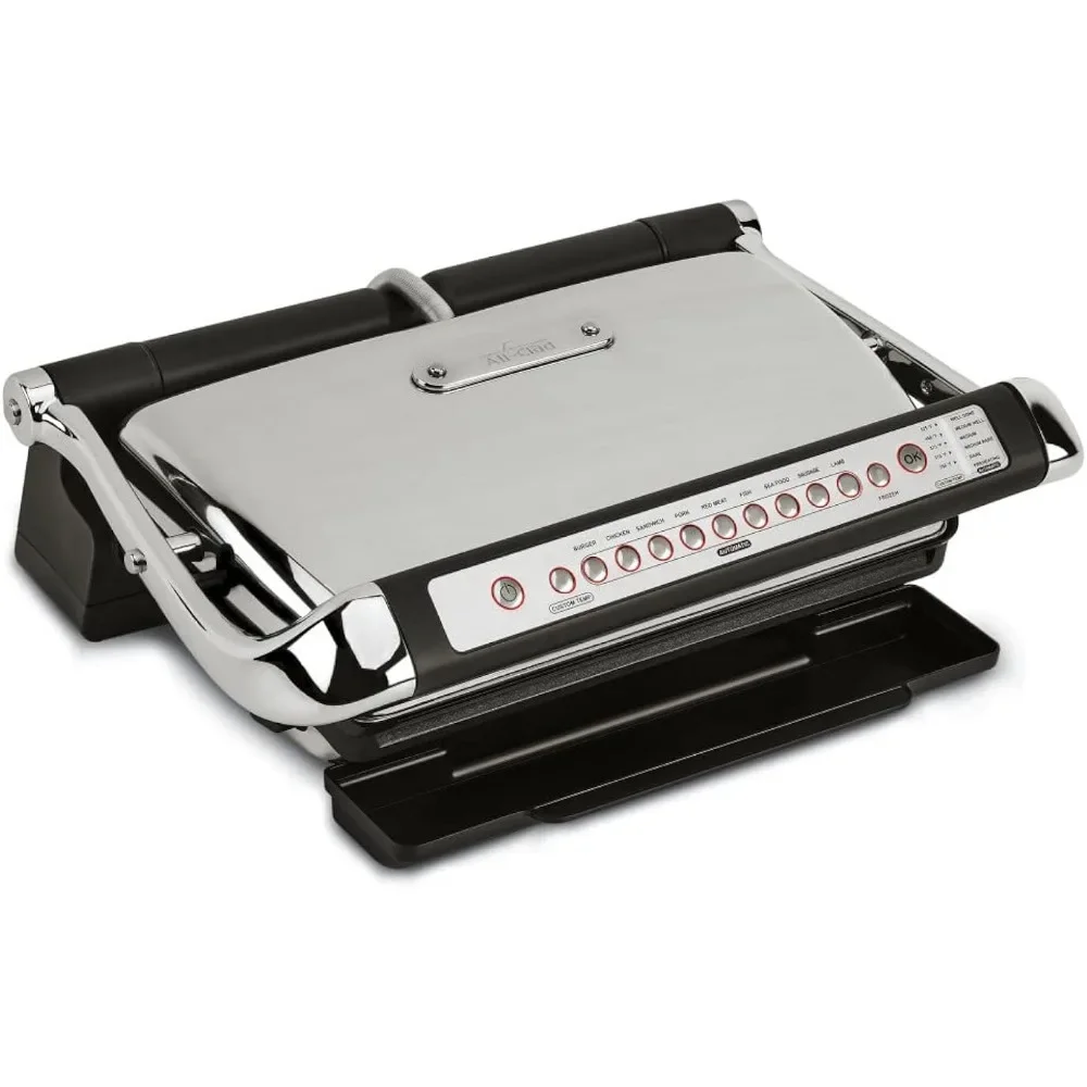 

All-Clad AutoSense Stainless Steel Indoor Grill, Panini Press XL Automatic Cooking 1800 Watts Smokeless, Removable Plates