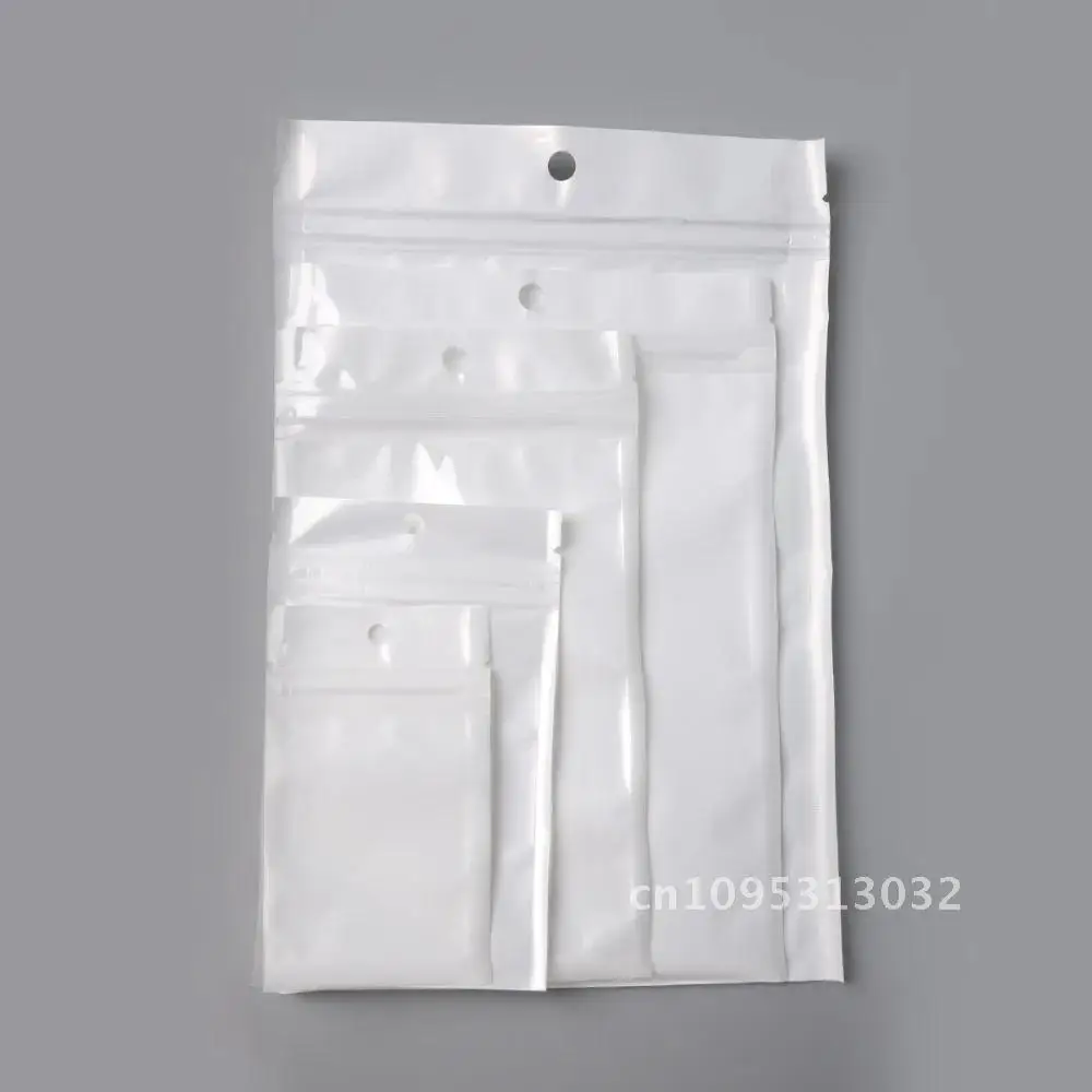 Hot Sale 50/100Pcs Round Hanging Hole White / Clear OPP Plastic Option Seal Bags Multi Self Plastic Bag Poly Packing Poly Zipper