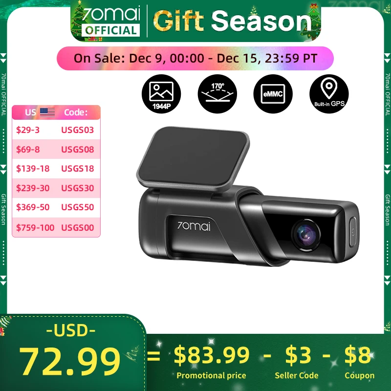 70mai Dash Cam M500 1944P 170FOV 70mai M500 Car DVR Dash Camera Recorder GPS ADAS 24H Parking Monitor eMMC built-in Storage