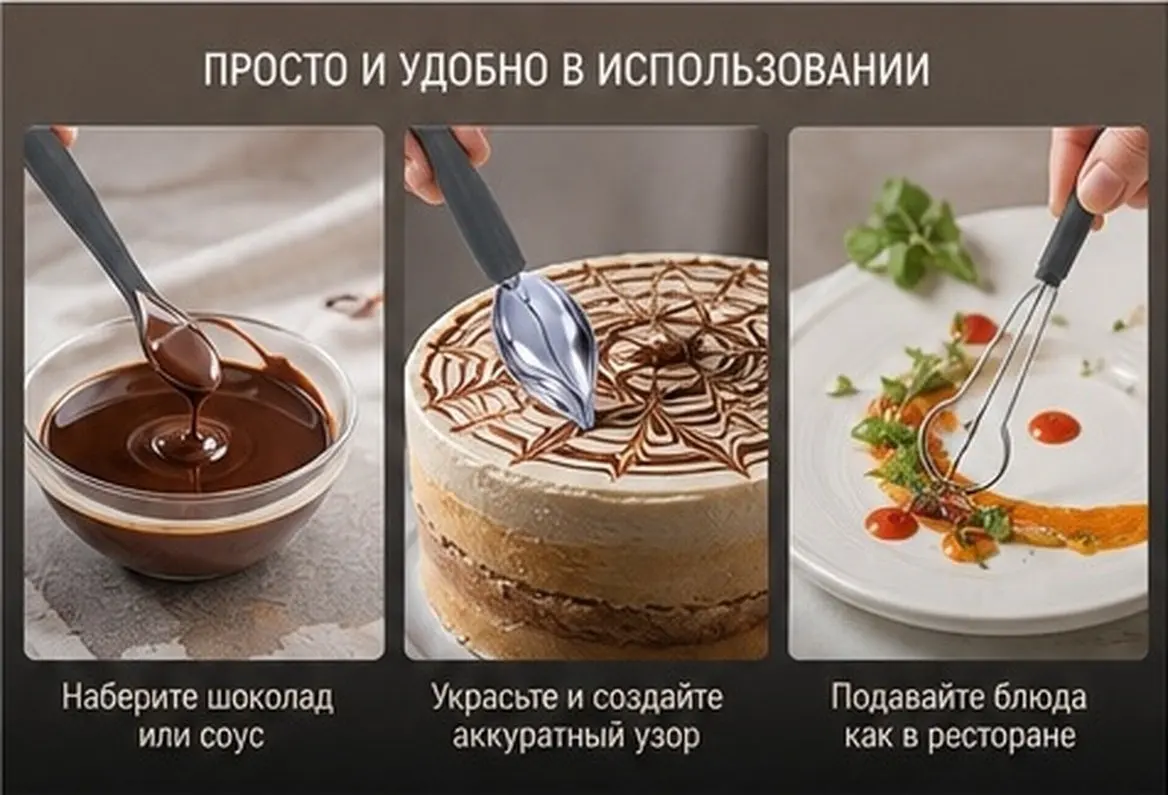 1Set Chocolate Dipping Tools Stainless Steel Fondue Forks Sauce Drawing Spoon Culinary Painting Pencil Plate Sauce Painting