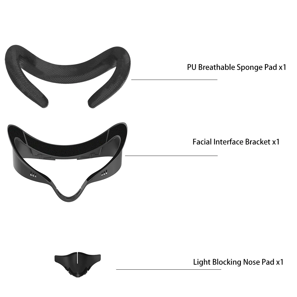 Soporte de interfaz facial 3 en 1 para Meta Quest 3S |   Juego de almohadillas para la nariz de silicona y cojín de espuma de PU para Quest 3S