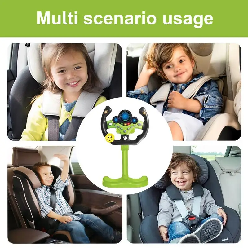 Volant de simulation de conduite brillant pour bébé, jouets musicaux pour poussette électronique, jouets vocaux de conduite