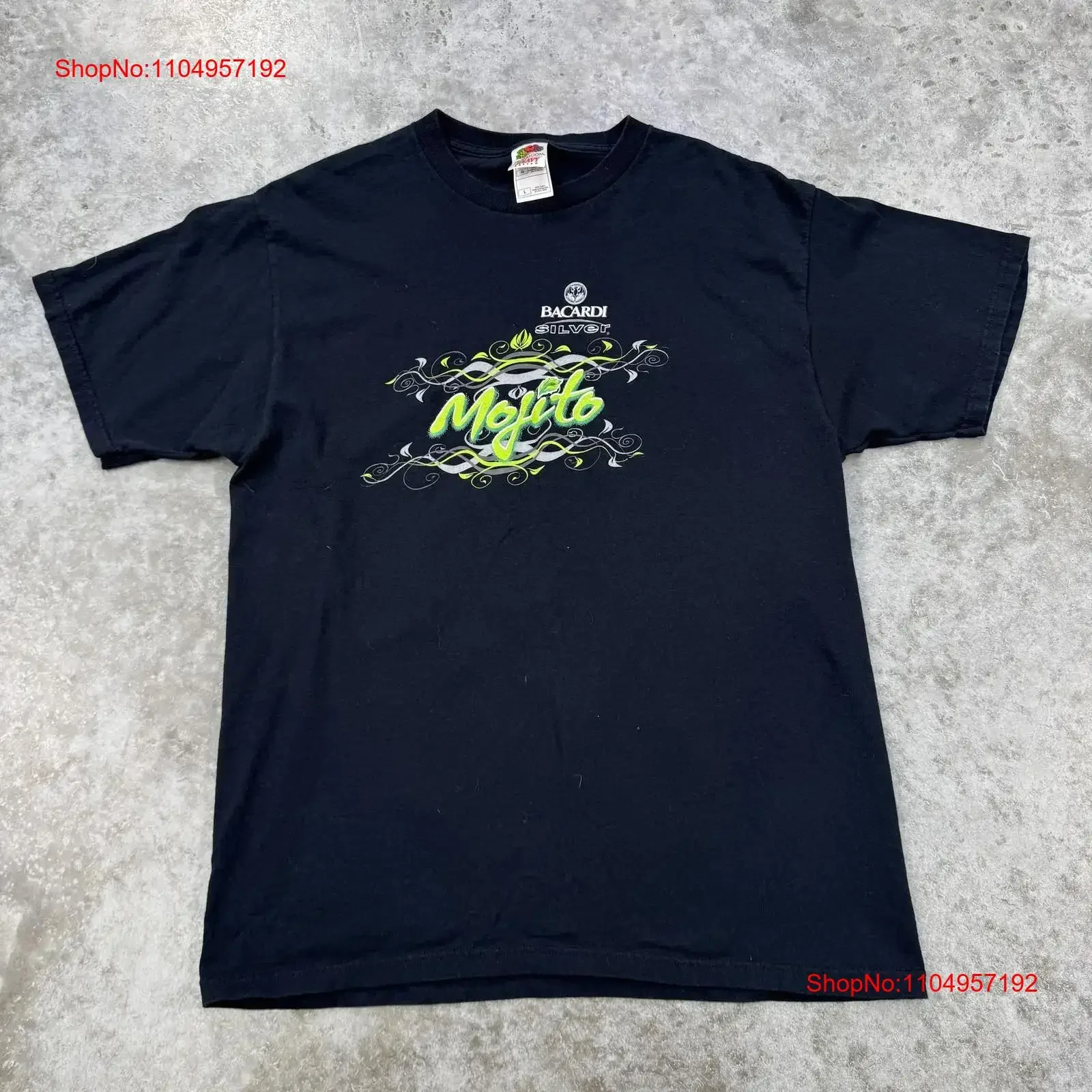 Bacardi Silver Mojito camiseta para hombre grande negro Promo fruta del telar vintage lavado elegante ropa de diseñador moda