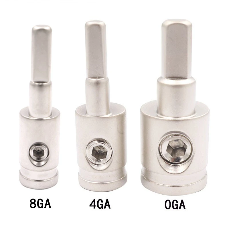 1/2pcs Car Speaker Wire Gauge Reducer 0GA 4GA To 8GA Audio Amp Input Adapter Brass Amplifier Connection Terminal