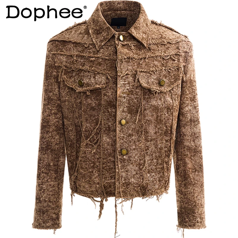 

Men's Original Denim Jackets Men's 2025 Autumn New Long Sleeve Jackets Male Handsome Lapel Cotton Single Breasted Denim Coats