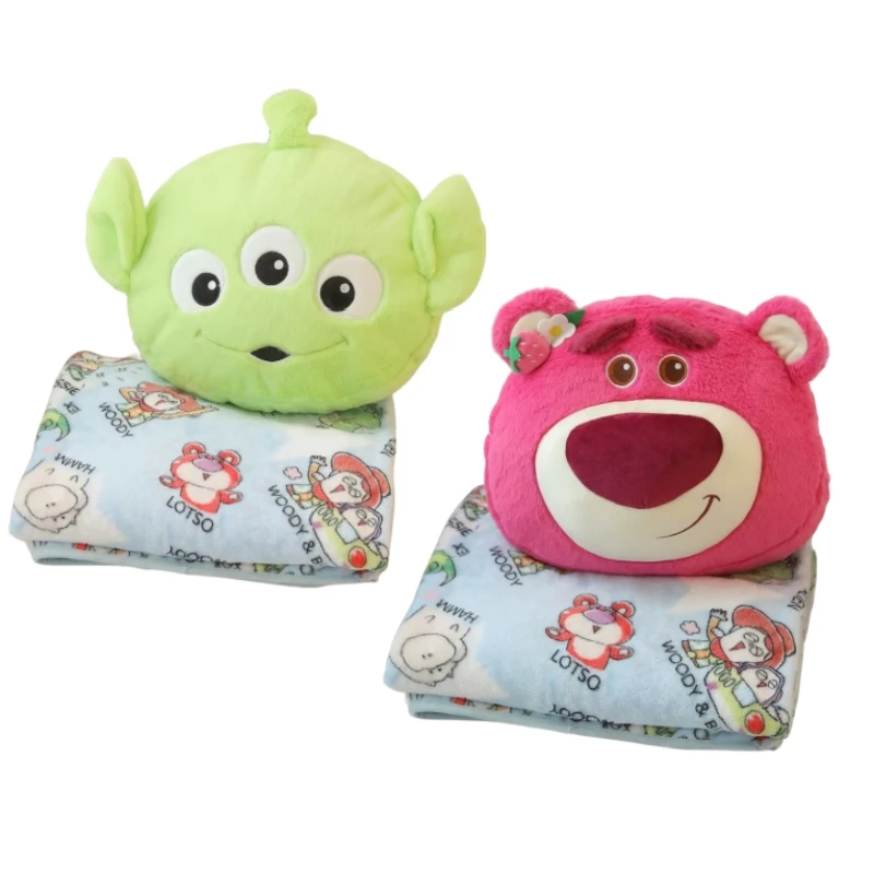 Lovely Lotso Alien Pillow Blanket Stuffed Anime Throw Pillow Travel Blanket Car Office Nap Blanket Xmas Gifts For Girl