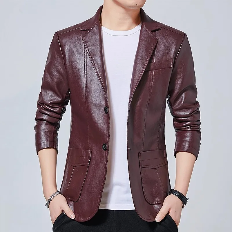 

Мужская повседневная модная куртка из искусственной кожи, весенне-осенняя свободная верхняя одежда, трендовая одежда для мужчин среднего возраста