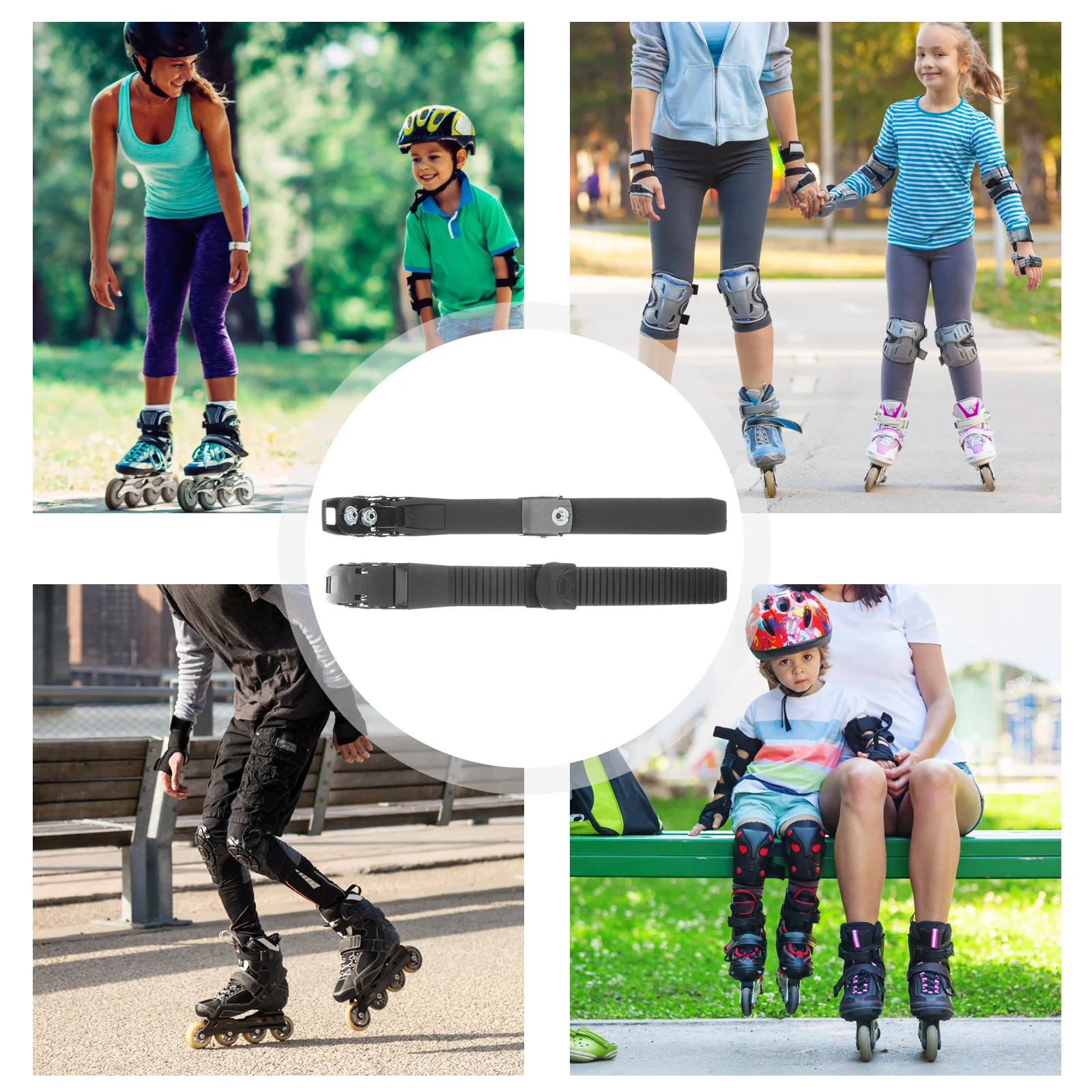 2 Pcs Rollers Skateboard Energy Belt Skating Shoes Fixing Straps 2500X700X250CM Replaceable Black Replacement Tool Miss