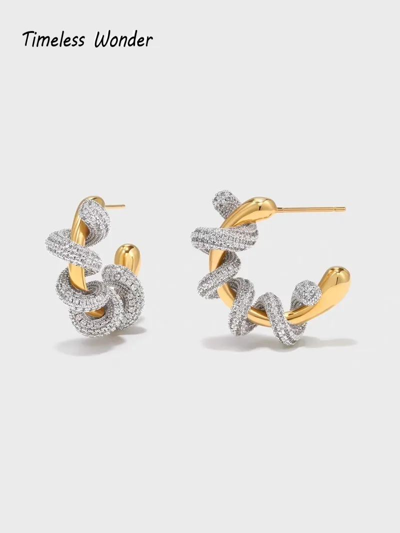 

Timeless Wonder Fancy Crystal Zircon Geo CC Stud Earrings for Women Designer Jewelry Luxury Top Rare Gift Sweet 3612