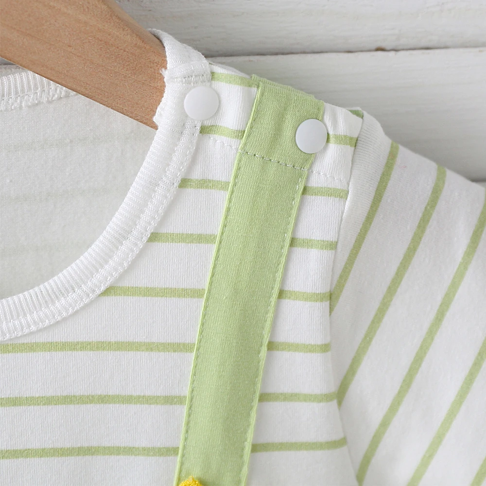 بدلة قفز صيفية لطيفة على شكل ديناصور مكونة من قطعتين من القطن بأكمام قصيرة