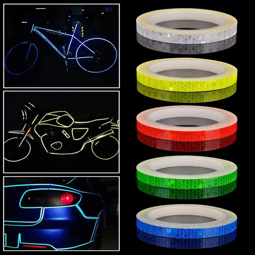 Reflective Film Warning Tapes Reflective Stickers Tape For Cycling Warning Strip Bicycle Wheel Decor Bike Reflective Tape