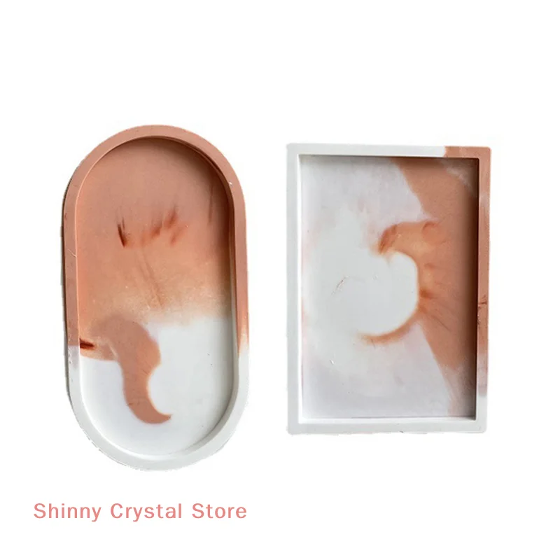 

Oval Tray Dish Silicone Mold Rectangular Oval Storage Tray Moulds Gypsum Resin Mould for Flower Pot Base Craft DIY Plaster Molds