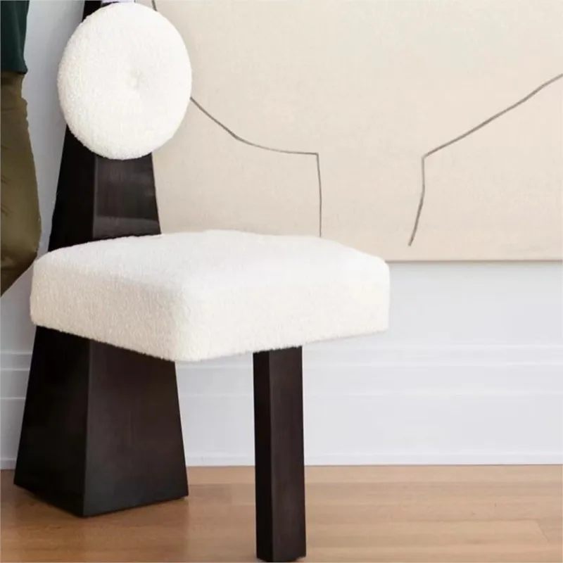 FULLLOVE-Silla de comedor creativa de terciopelo de cordero, silla de escritorio con forma, silla de maquillaje exquisita, sala de estar, muebles de