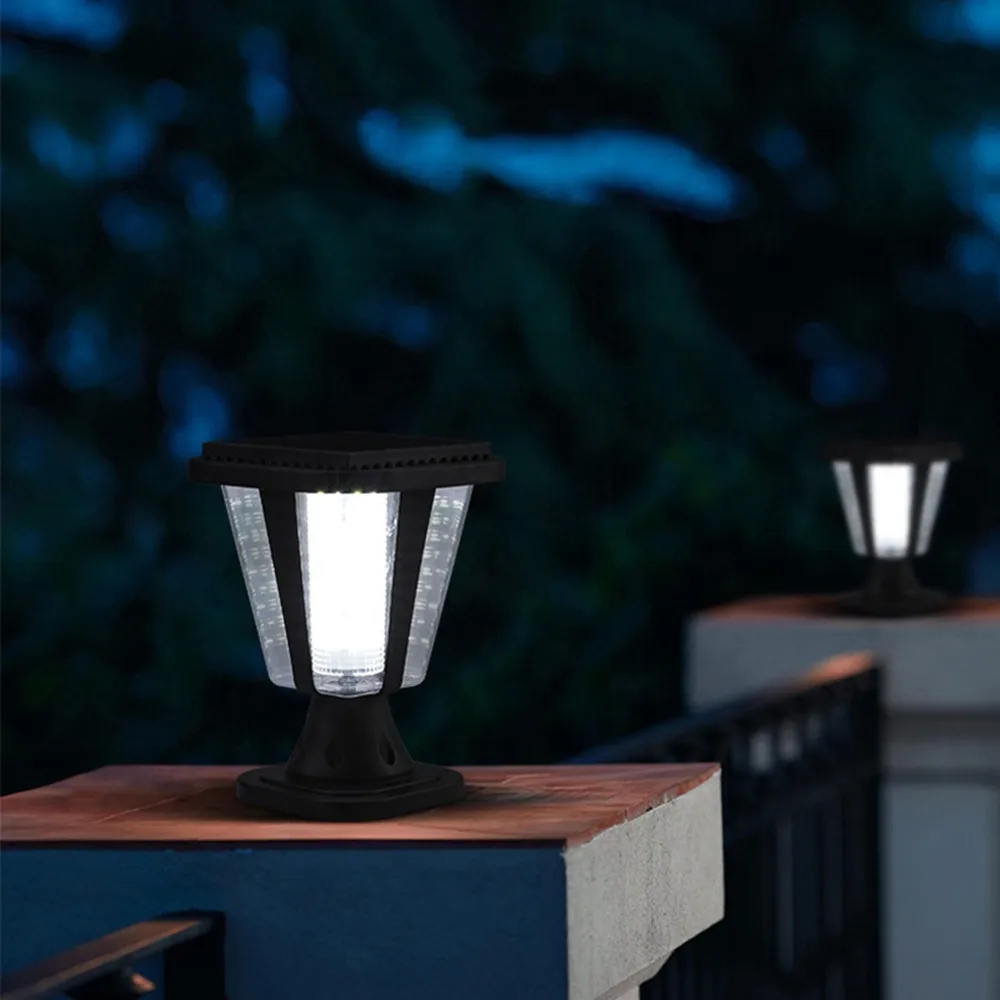 Solar LED Pillar Lamp Waterproof Outdoor Column Deck Light for Garden Courtyard Fence Landscape Sunlight Decoration