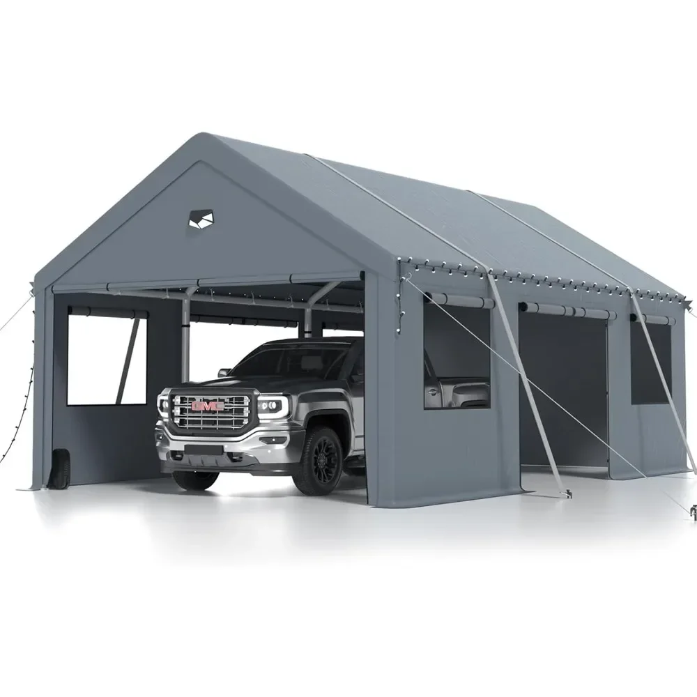 

13X20 Carports Heavy Duty, портативный гараж с автомобильным портом, навес для автомобиля с боковыми дверями, наружное автомобильное укрытие для всех погодов