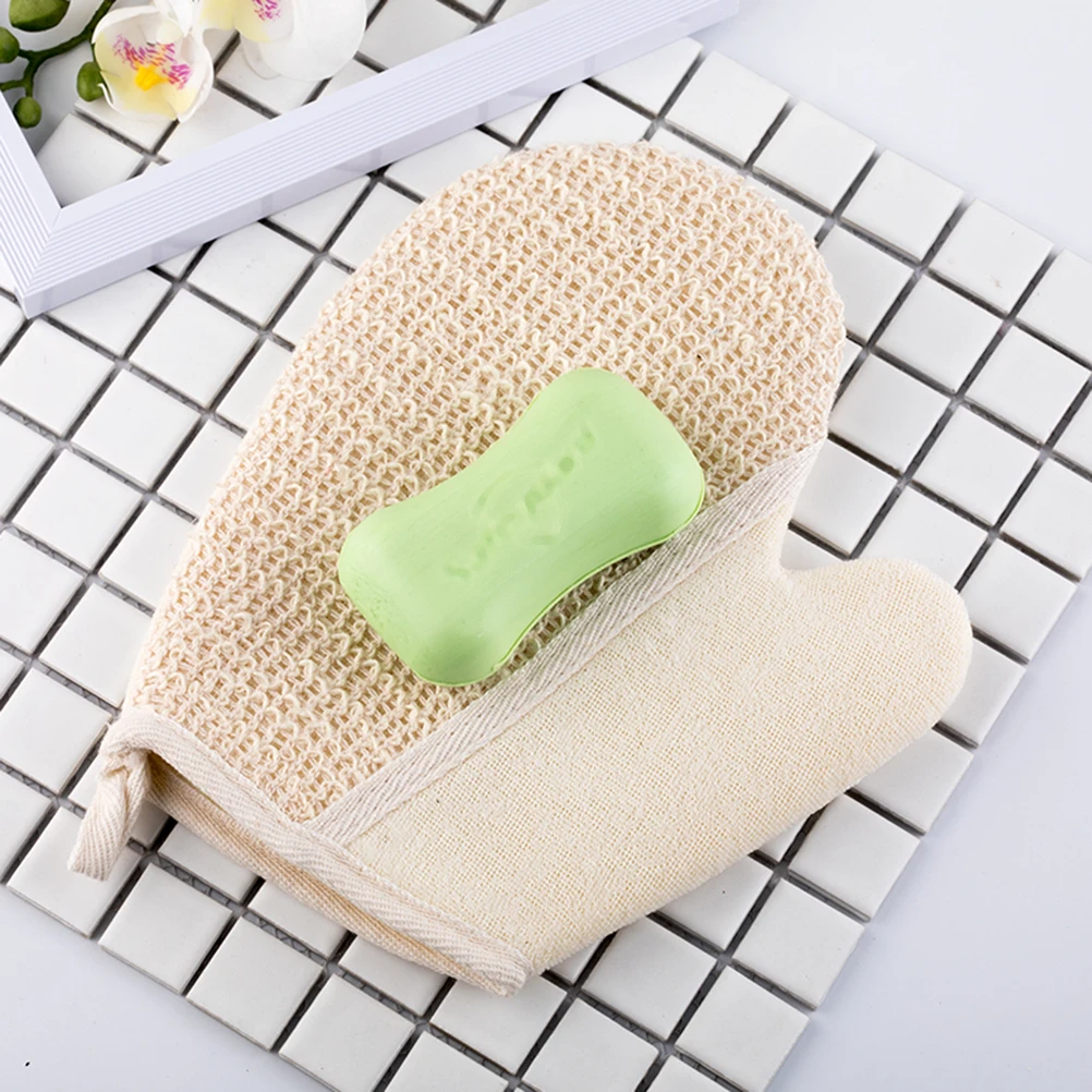 

2 шт., варежка для растирания спины, льняная скрубберная перчатка для ванны, отшелушивающая омертвевшая кожа, удаление черных точек, улучшение кожи, ежедневное использование