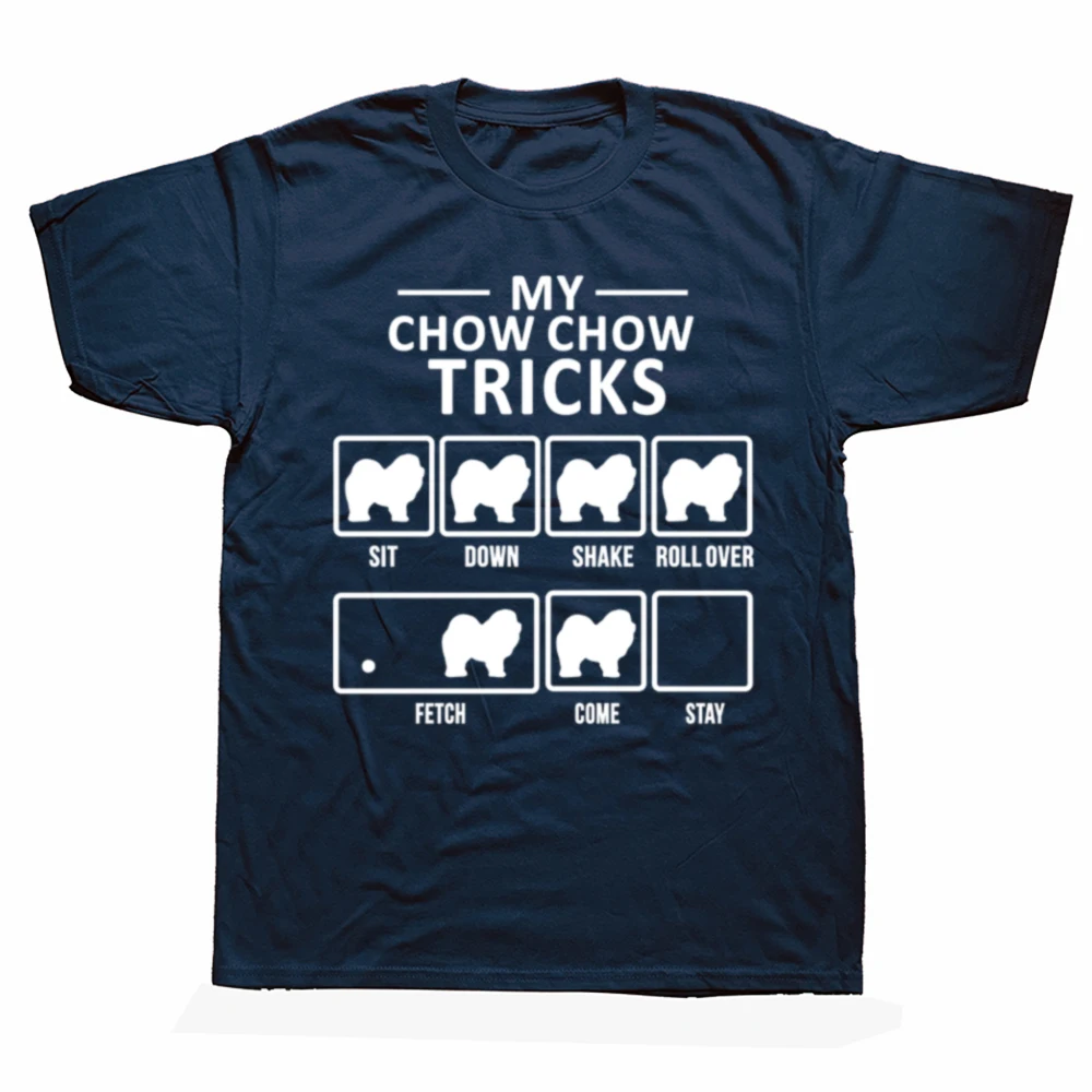 Camisetas divertidas para amantes de los perros Chow Chow Tricks, moda gráfica, nueva camiseta de algodón de manga corta con cuello redondo para padre y papá, camiseta Harajuku