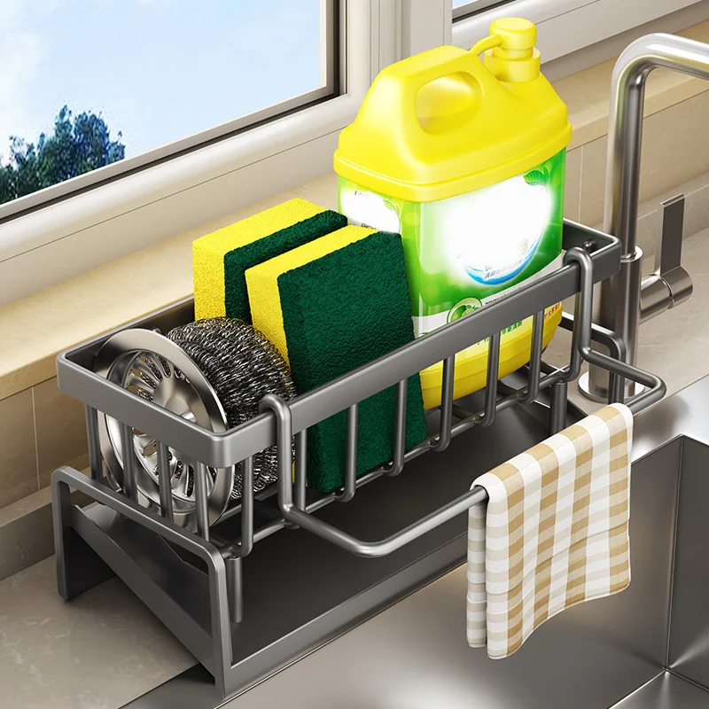 

Kitchen Drain Rack Sponge Rack Household Sink Rag Basket Dishwashing Sponge Towel Drain Plastic Shelf Bathroom Accessories