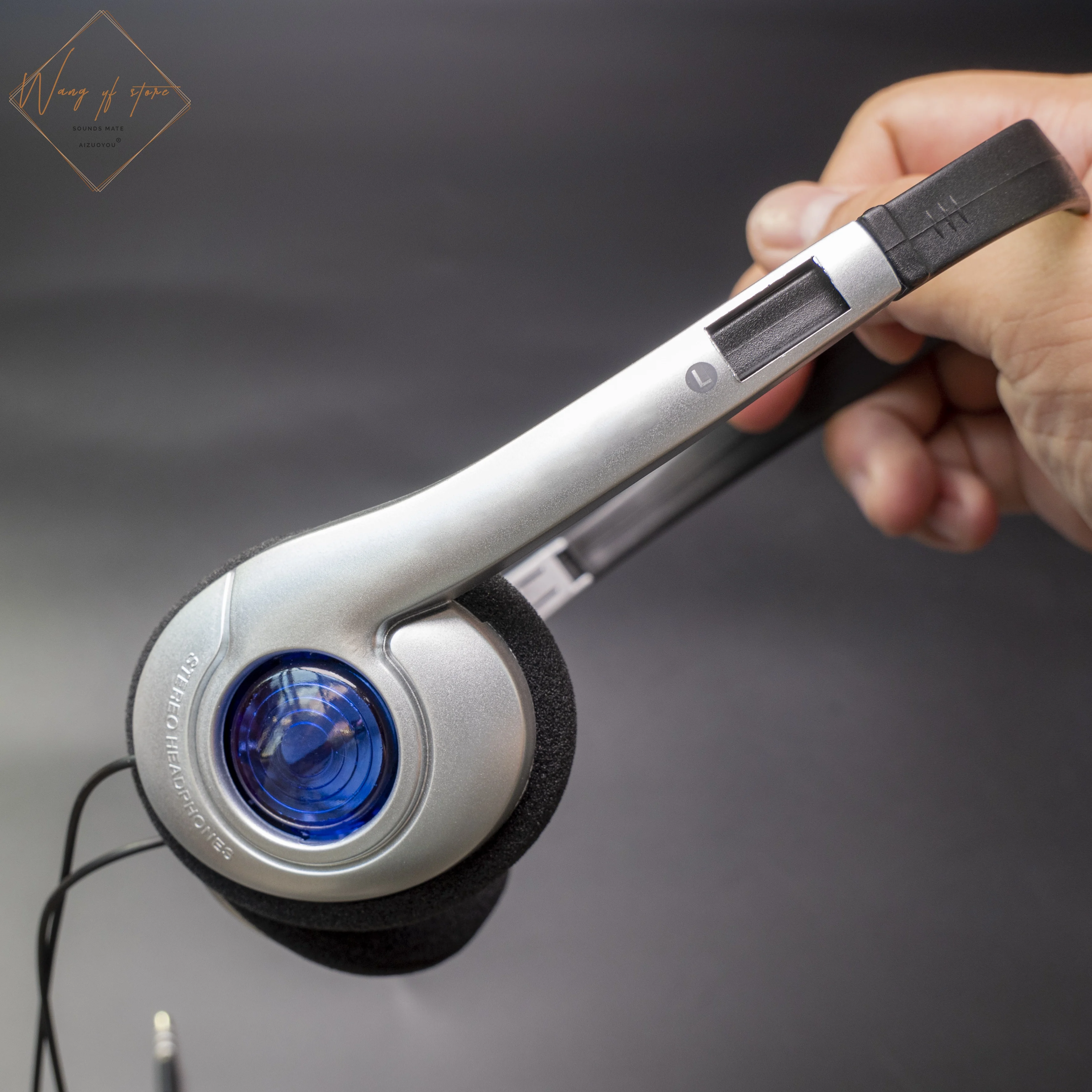 Compact Retro Headset Com Microfone, Auscultadores Estilo Japonês, Preto Prata, INS Moda, Estoque Anos 80