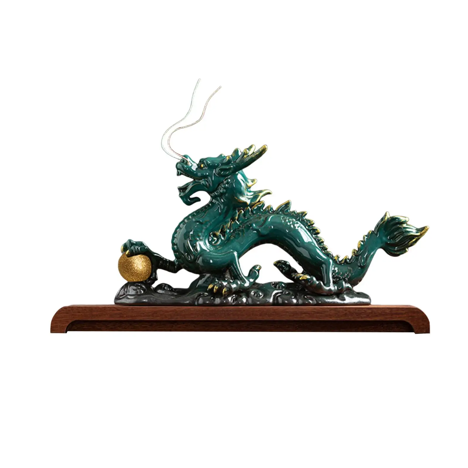 

Feng Shui Chinese Dragon Ceramic Sculpture Good Luck Housewarming Gift Crafts for Tabletop Office Home Bookshelf Decoration