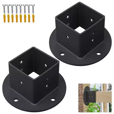 2×2in Square Fence Pole Flange Base Pergola Post Brackets Kit For Deck Railing Home Garden Tool Accessory In Stock