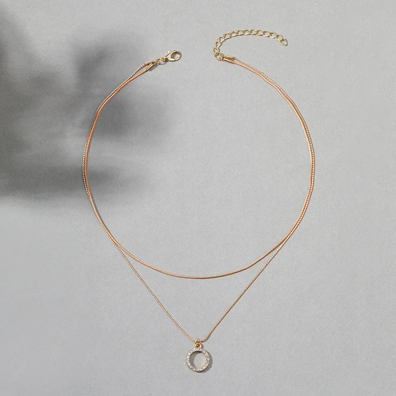Multilayer Bohemia Big Circle Crystal Pendant Necklaces For Women Snake Chain Choker Necklace Fashion Jewelry Party Gift N0346