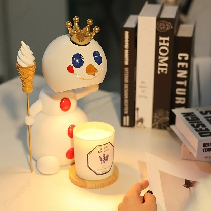 Creative Aromatherapy Wax Melting Lamp Christmas Gift Cute Snowman Desk Lamp Bedroom Living Room Atmosphere Decoration