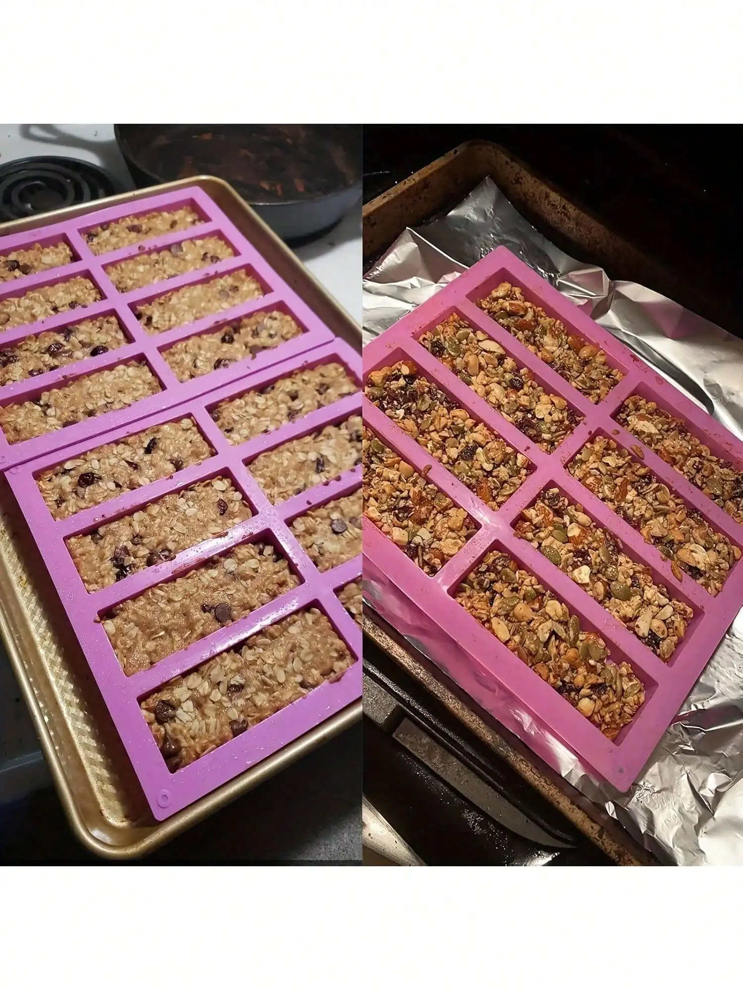 1pc Silicone Granola Bar Mold, Candy Bar Mold, Rectangle Protein Bar Mold, For Baking Chocolate Bars, Cereal Bars, Cheesecake view 3