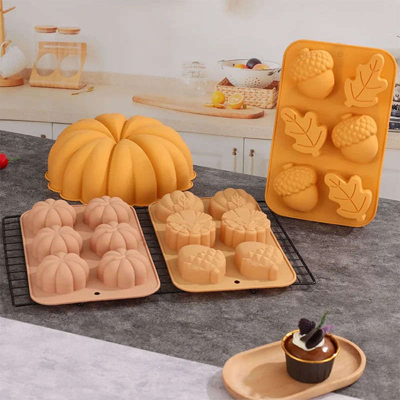 Silicone Baking Mold DIY Pumpkin Nut Leaves Joy of Harvest Fondant Cake Silicone Halloween Art Craft Decorating Tool