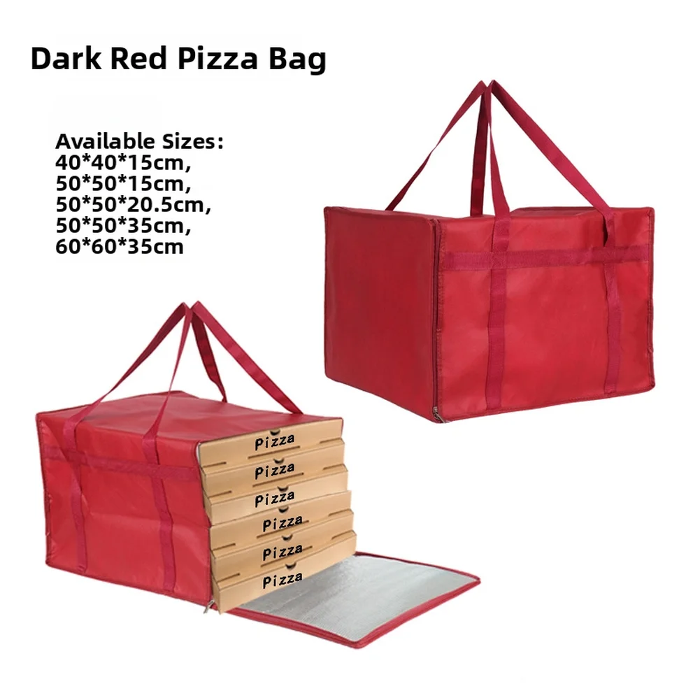 Red Insulated Pizza Delivery Bag 50x50x20cm Thermal Food Carrier For Catering And Restaurant Takeout Non Woven Fabric view 6